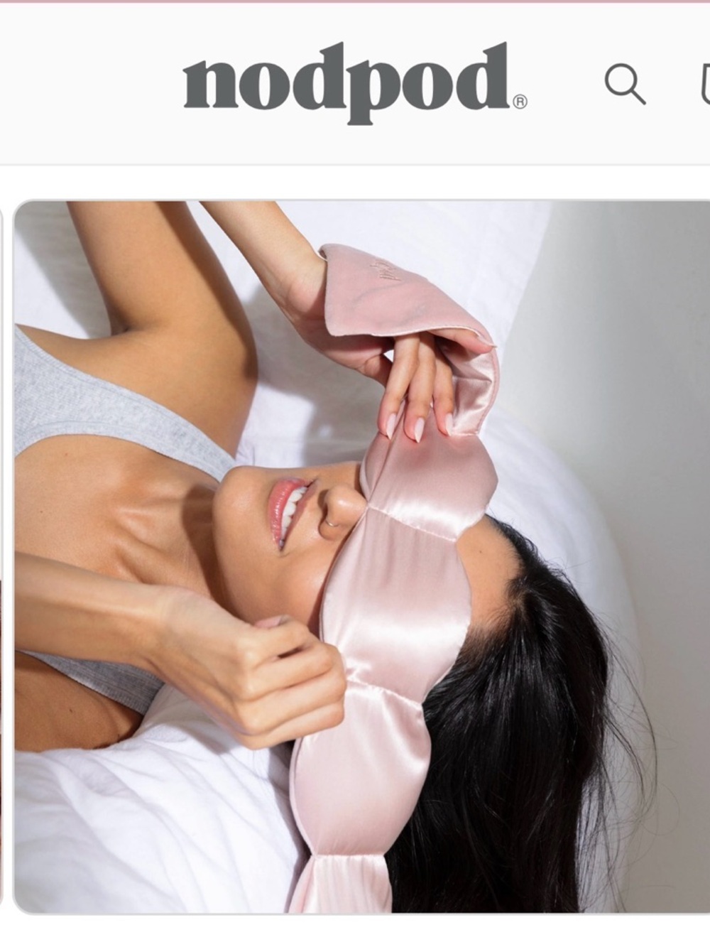 Nodpod Blush Pink Satin Eye Mask - Gentle Light Blocking Sleep Mask